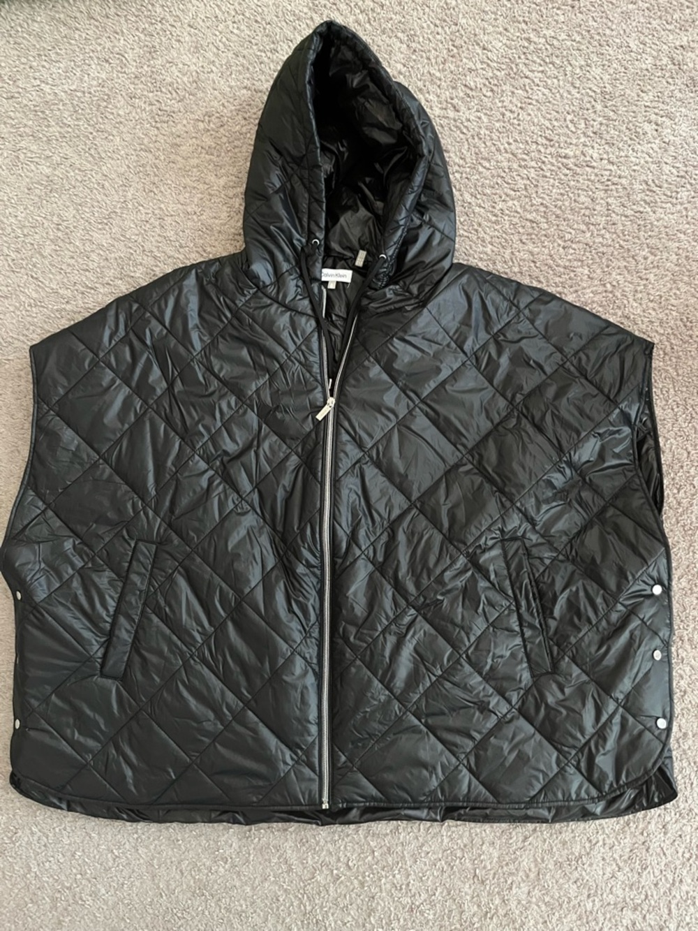 Calvin Klein Black Quilted Jacket Puffer Vest with Hood